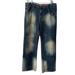Meoshe men’s dark acid wash distressed jeans size 40